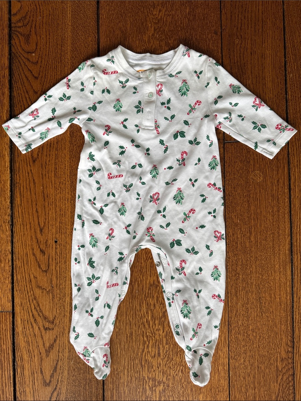 Petidoux Christmas holiday Pima footie 3-6 mos